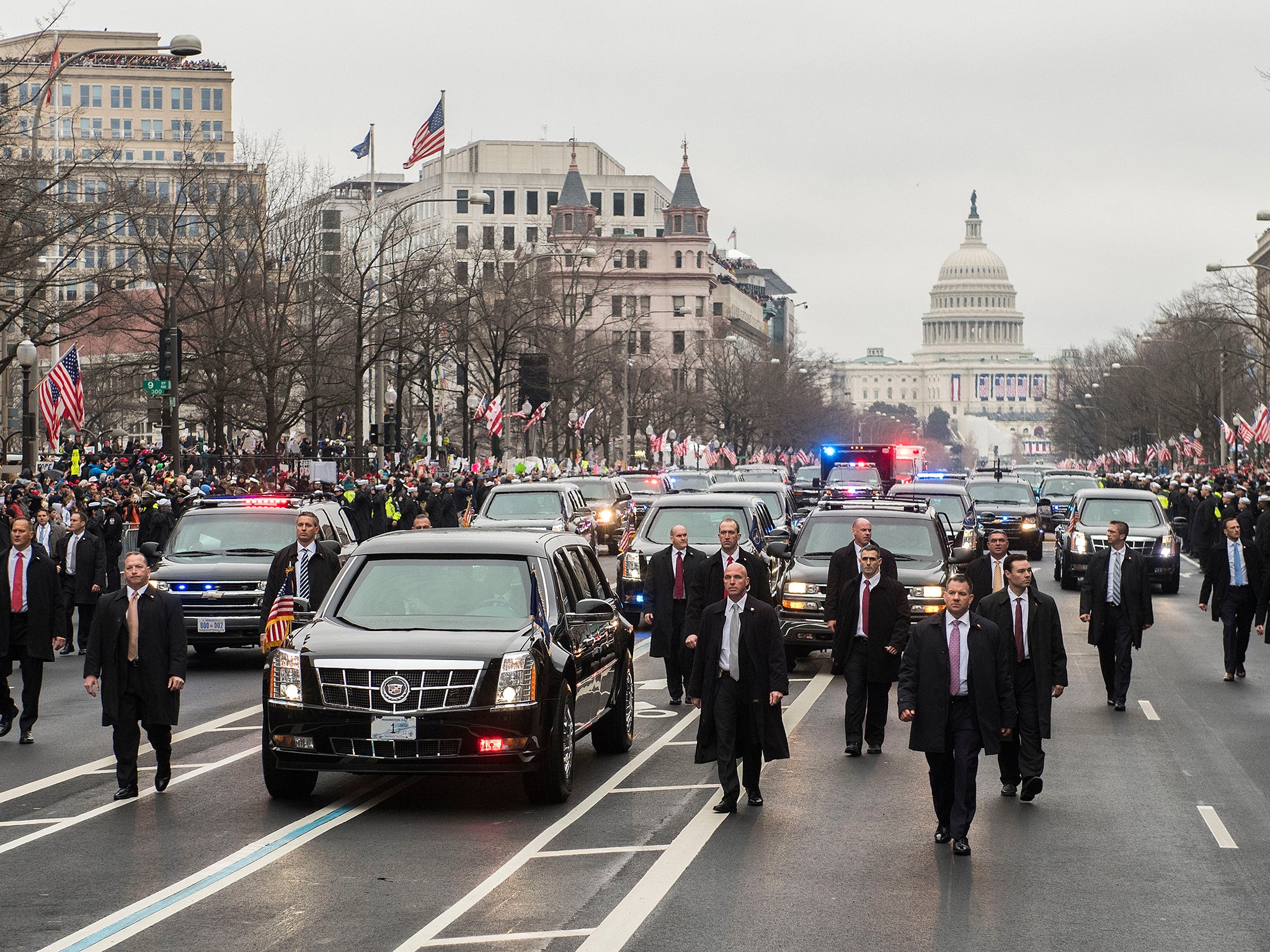 Trump's motorcade on Inauguration Day