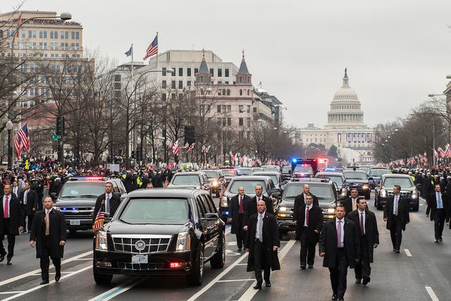 Trump's motorcade on Inauguration Day