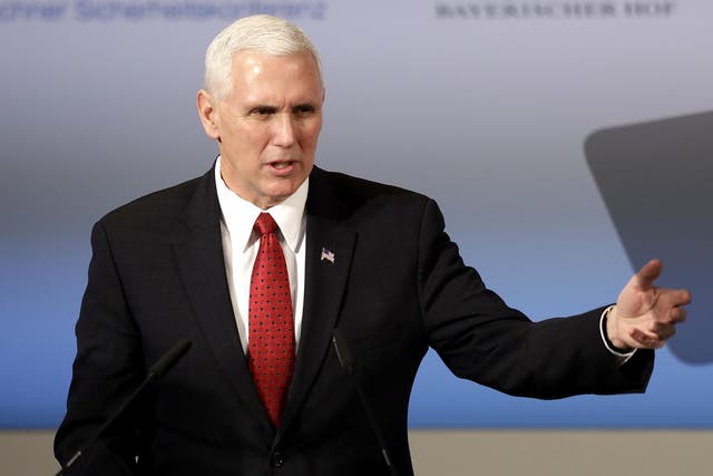 Mr Pence told the Munich Security Conference that the Trump administration 'strongly supports' the international military organisation, despite Donald Trump having formerly described the alliance as 'obsolete'