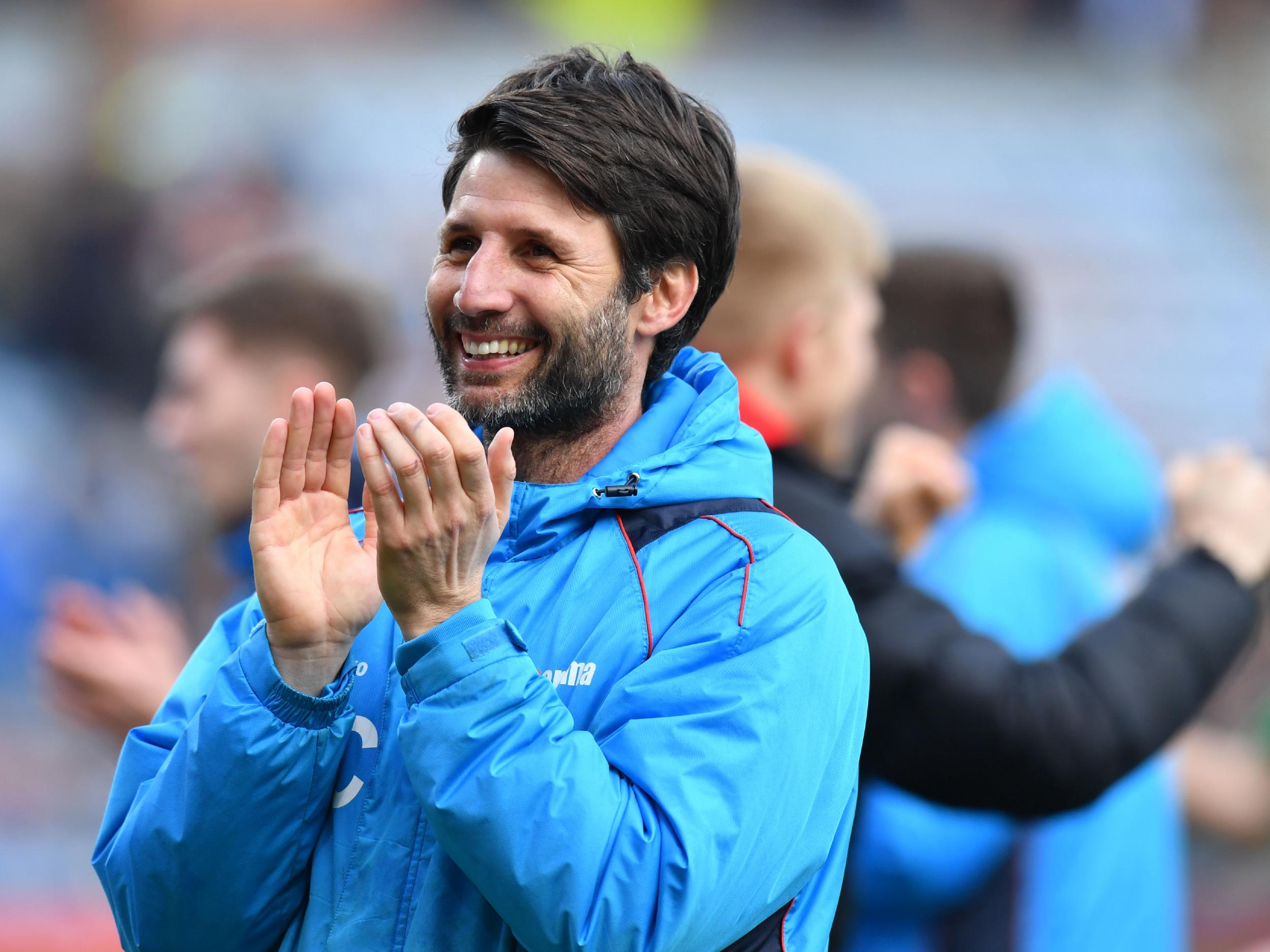 Cowley celebrates after watching his side defeat Burnley 1-0