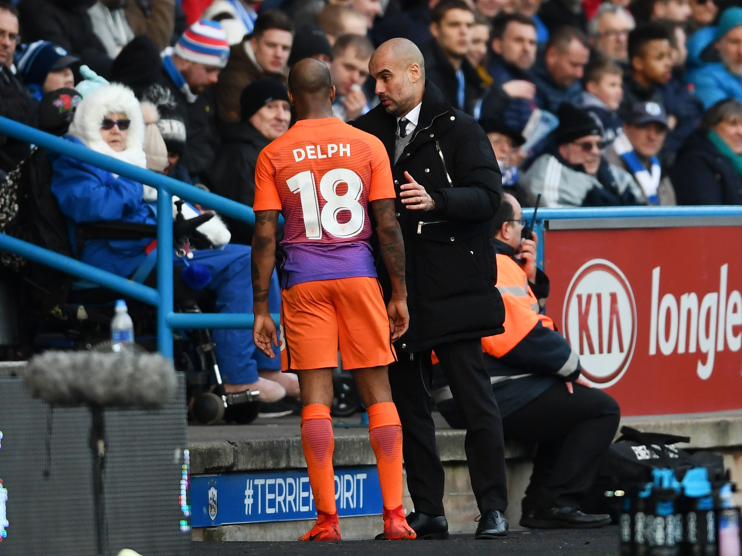 Guardiola hauled off Delph late on and gave the midfielder a very public dressing down