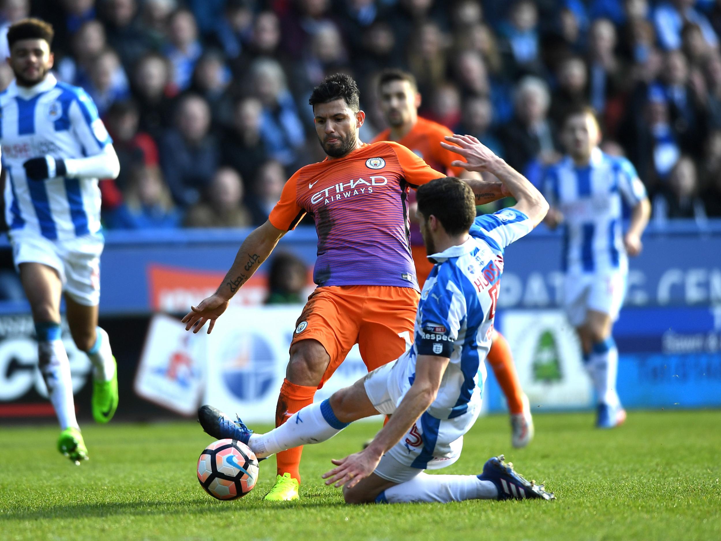 Sergio Aguero was unable to break down Huddersfield's stubborn resistance