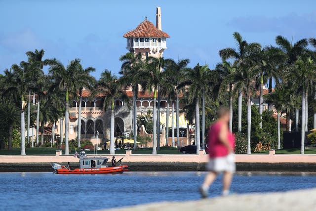 &#13;
Mar-a-Lago still allows members to come and go whilst the President is 'working' over the weekend (Getty)&#13;