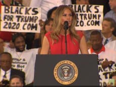 Melania Trump speaks out against her critics at Florida rally