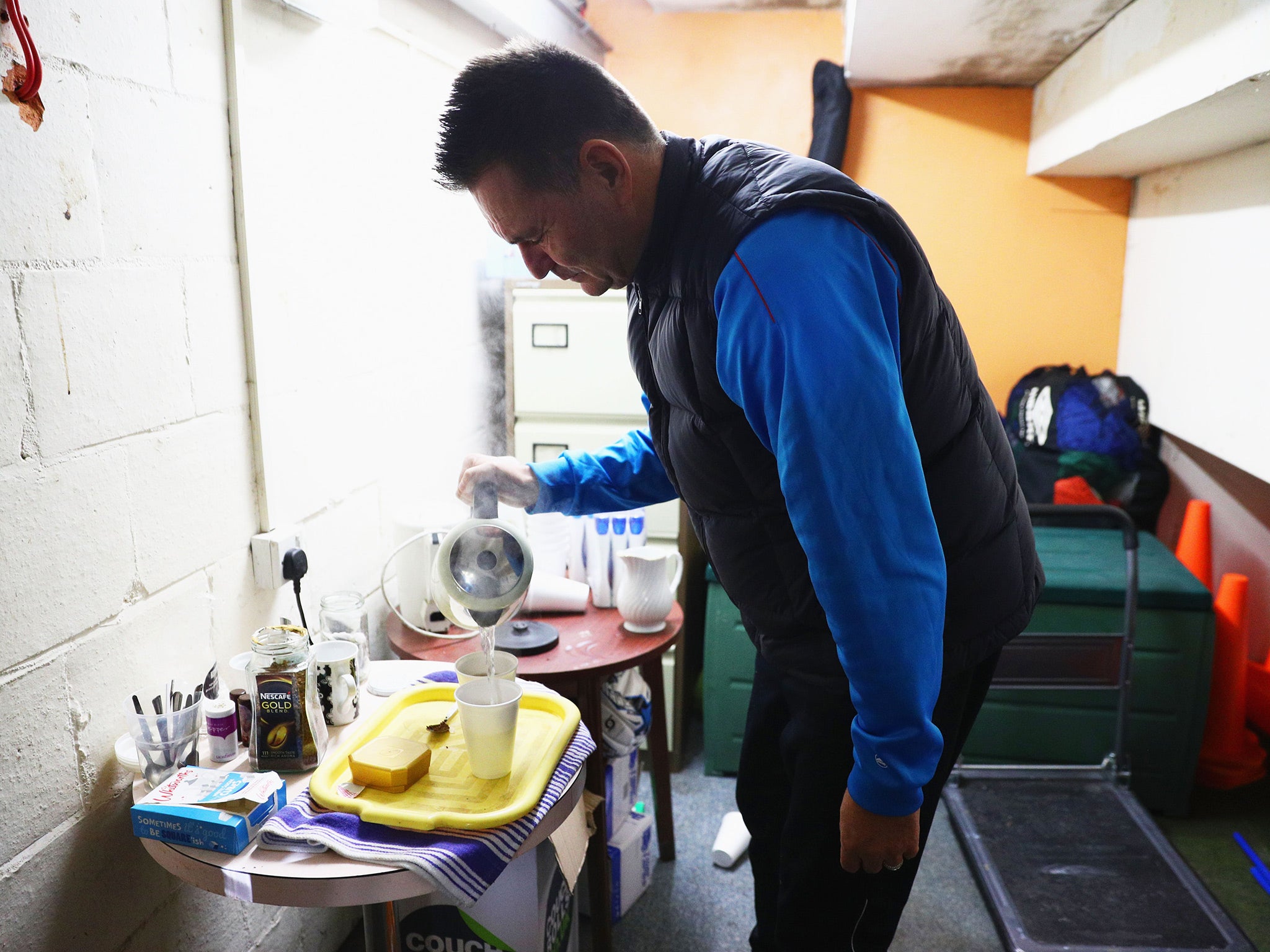 Paul Doswell makes the tea at Sutton's Gander Green Lane