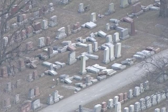 Dozens of headstones overturned at Chesed Shel Emeth Cemetery
