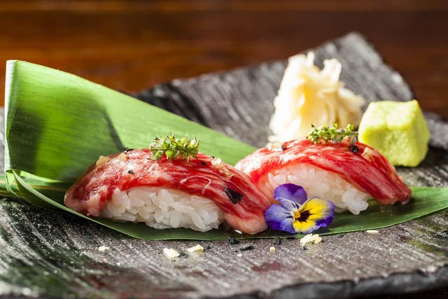 A kobe nigiri from Sushisamba in London – sushi’s been around since the time of the samurai