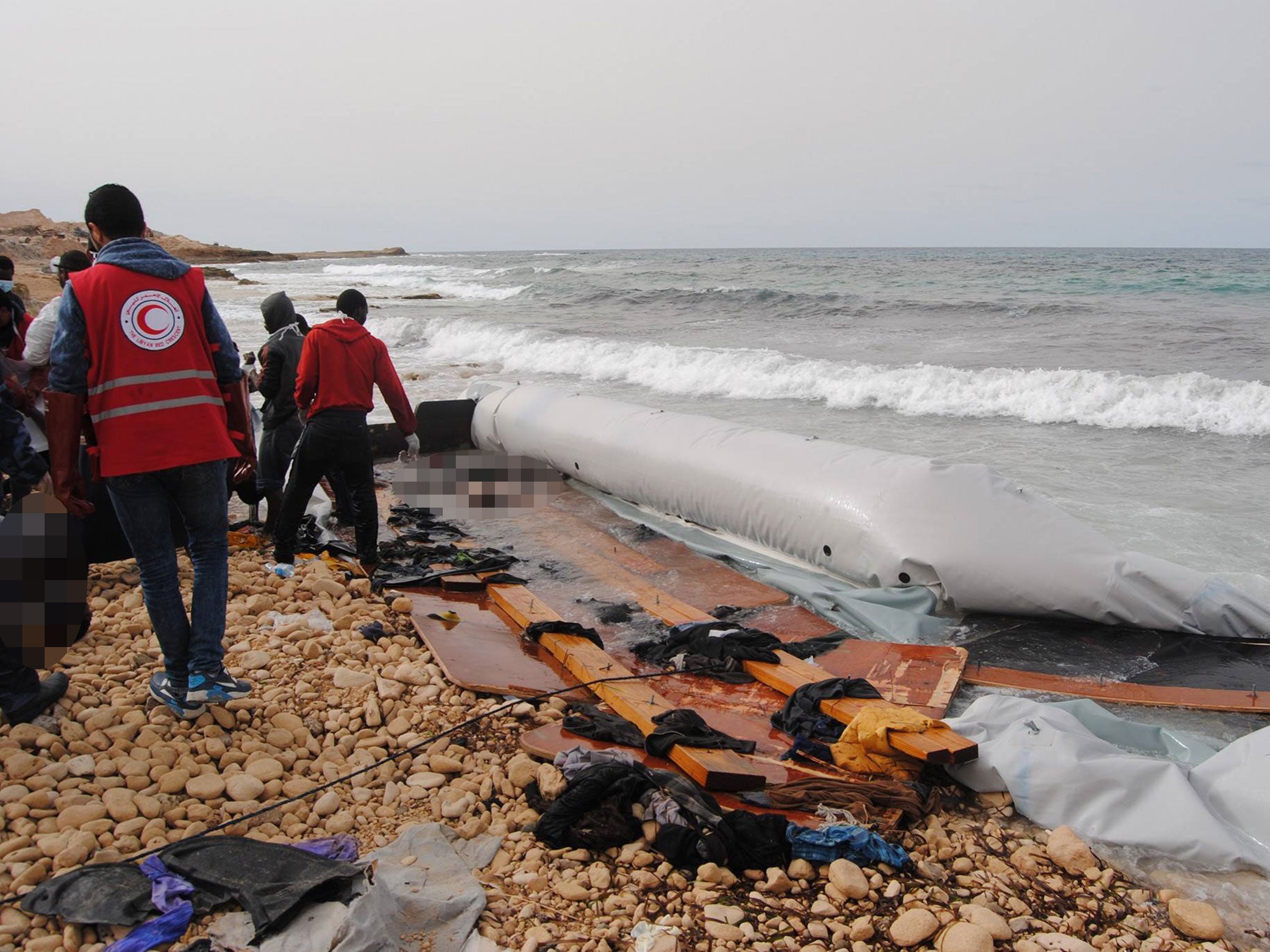 The bodies of 74 migrants were washed ashore near Zawiyah in another boat disaster in February