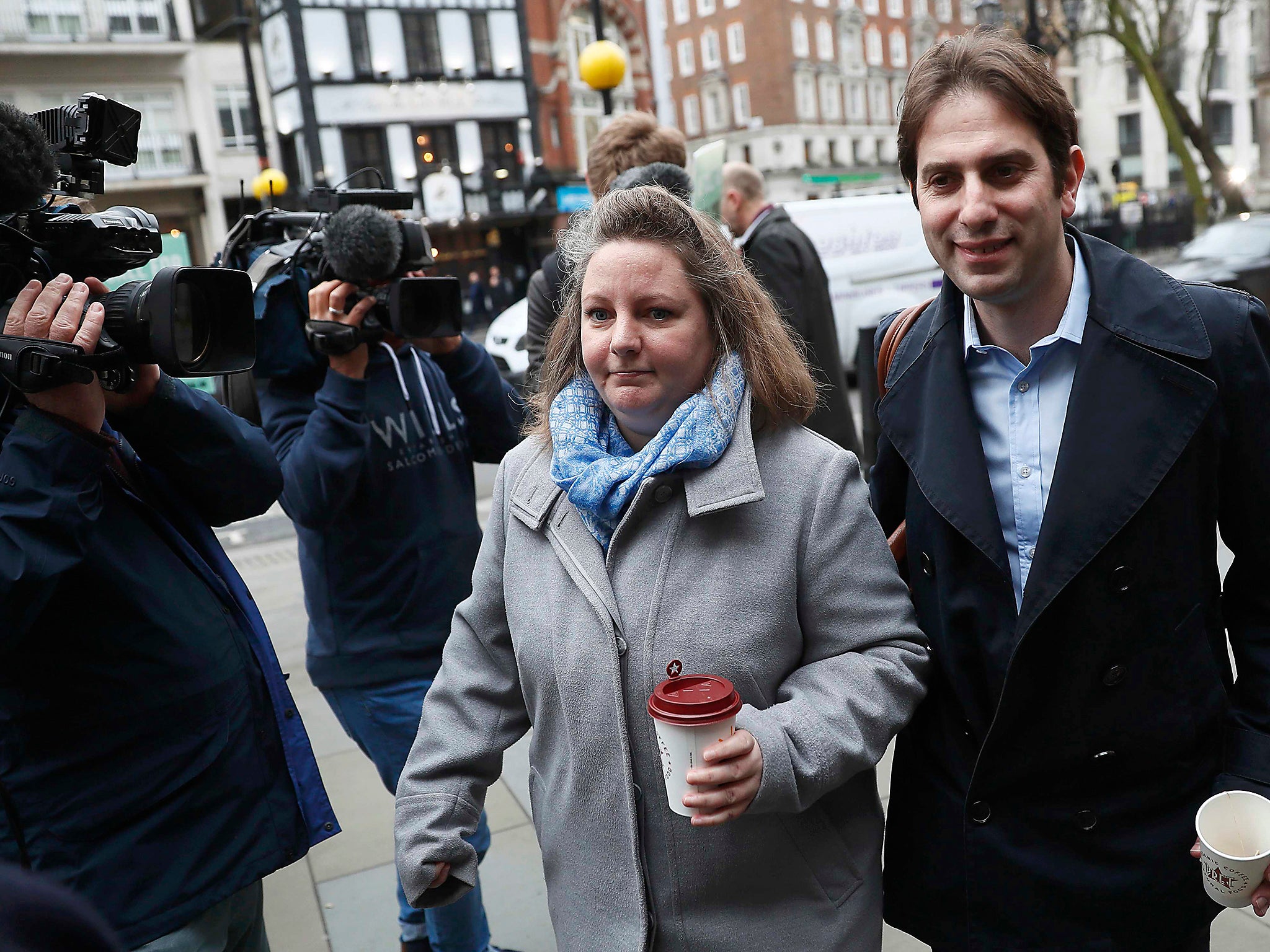 Charles Keidan and Rebecca Steinfeld outside the Royal Courts of Justice in London, where they fought to have their six-year relationship legally-recognised