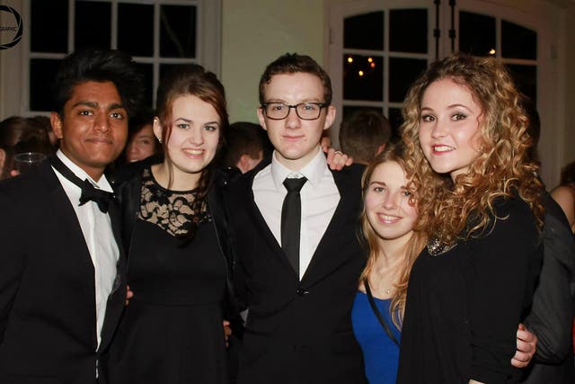 Third-year biology student Ed Straw (centre) and his flatmates Shree, Rose and Steph (pictured)