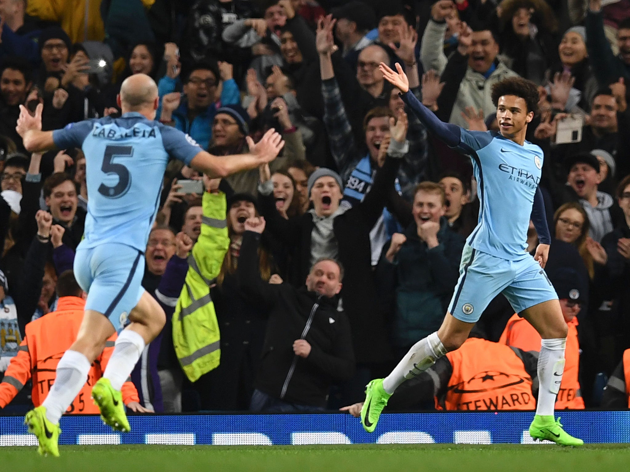 Leroy Sane scored Manchester City's fifth and final goal of an incredible game