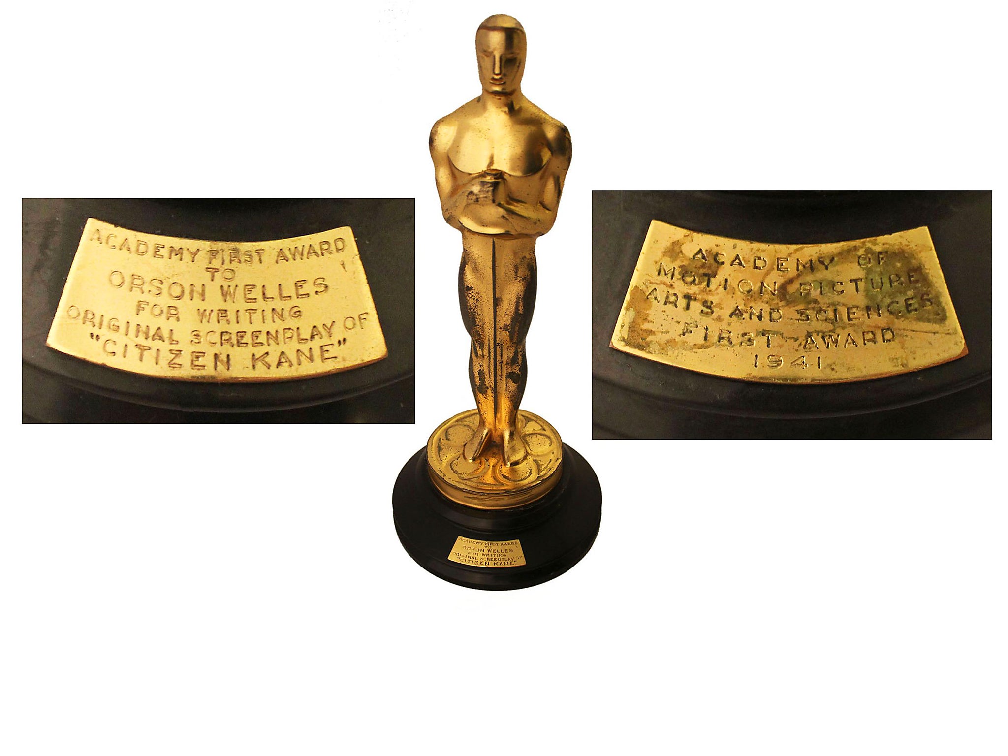 The Oscar won by Orson Welles for his directorial debut with Citizen Kane