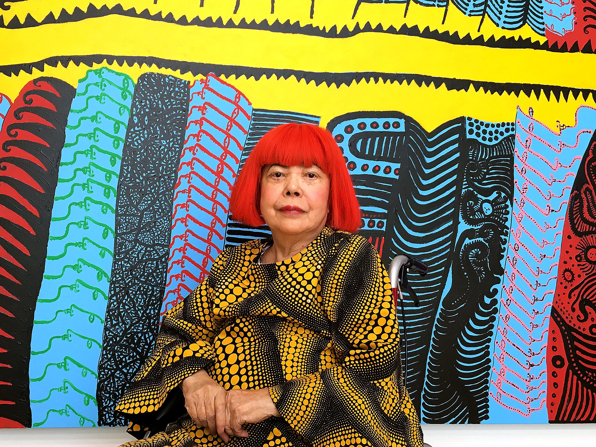 Avant-garde Japanese artist Yayoi Kusama with recent works at her new museum in Tokyo