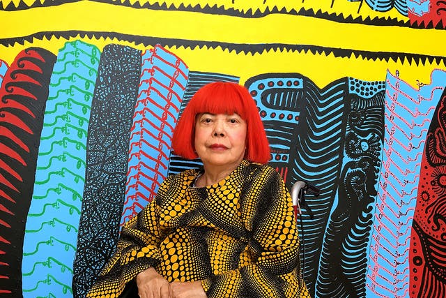 Avant-garde Japanese artist Yayoi Kusama with recent works at her new museum in Tokyo