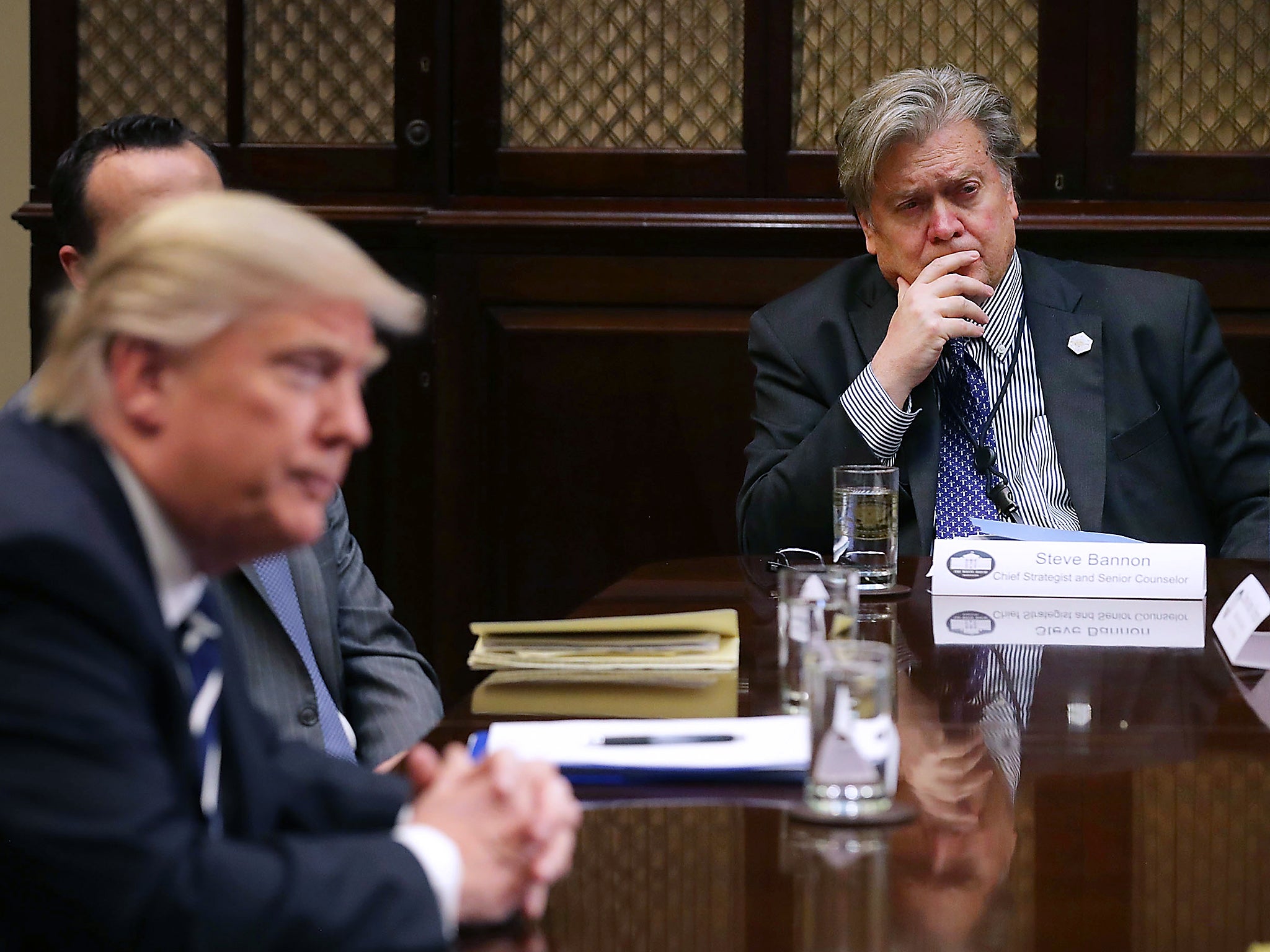 Bannon with President Trump in the White House in January