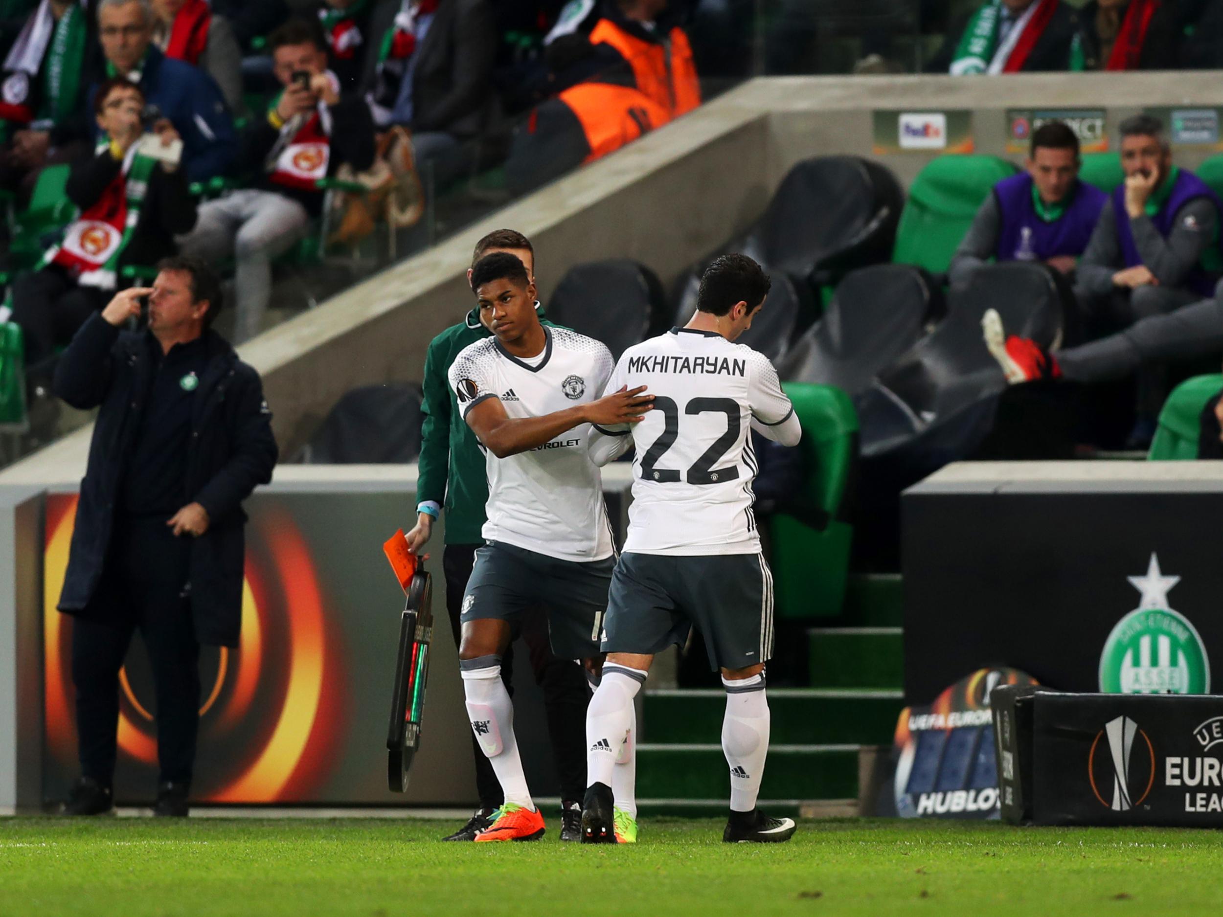 Mkhitaryan was forced off in the first-half