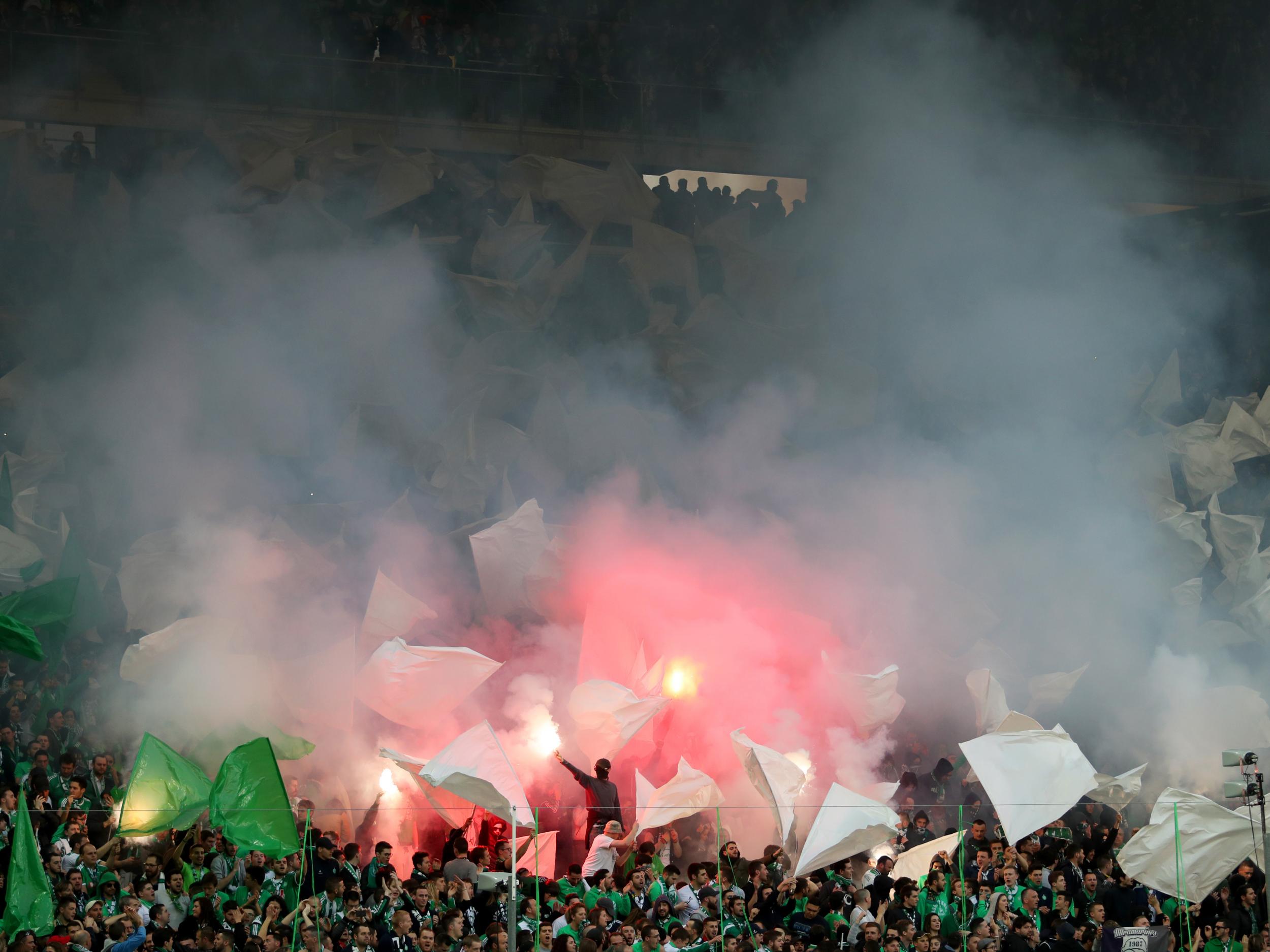 There was a raucous atmosphere at the Stade Geoffroy-Guichard