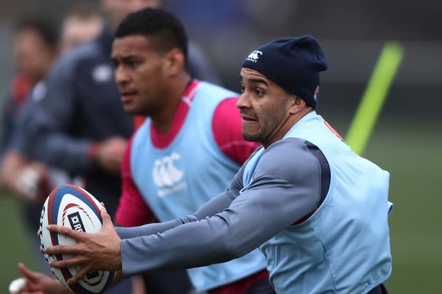 Jonathan Joseph in training at the England camp