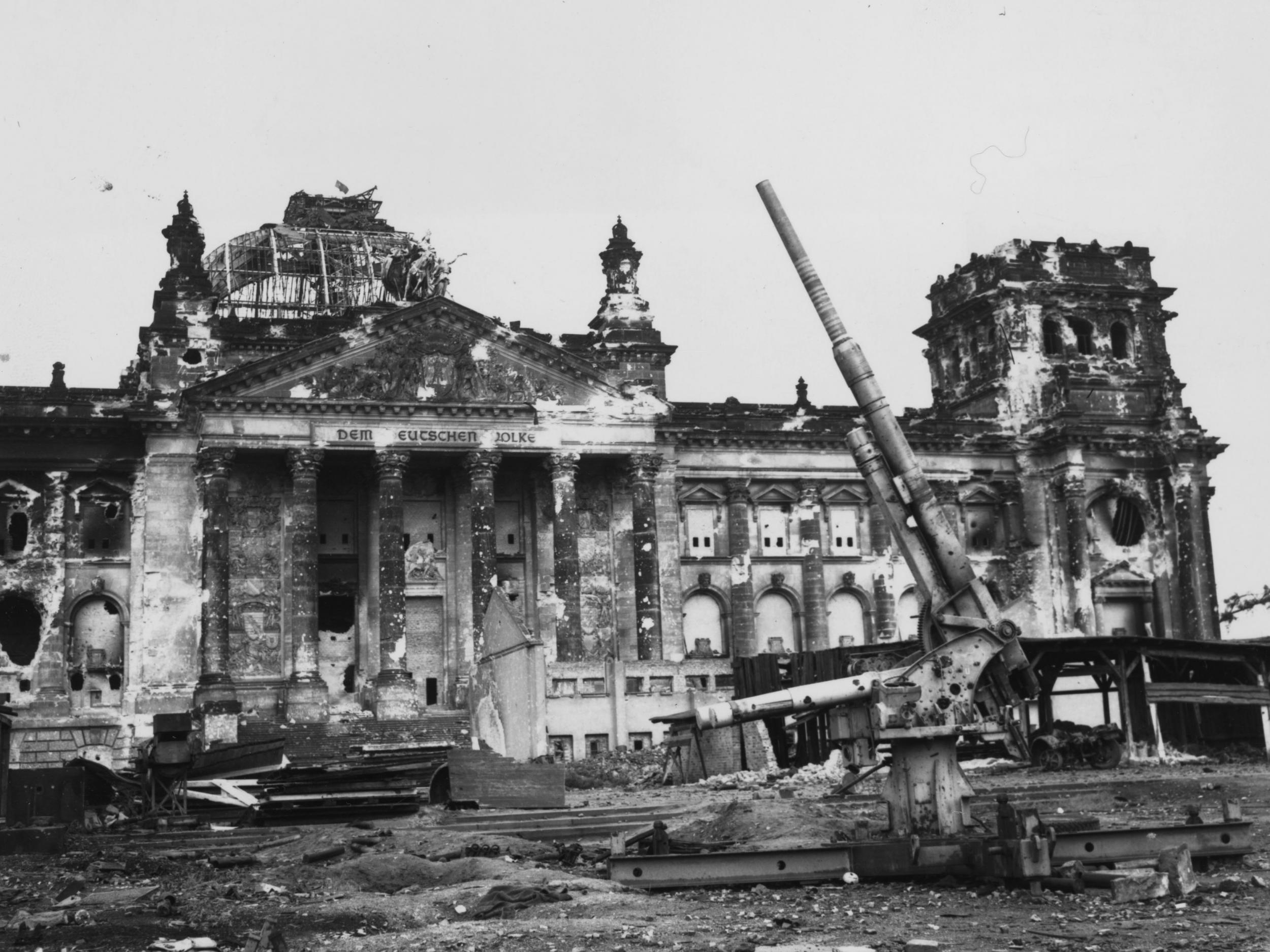 How the Reichstag looked two months after the Soviet army captured the building