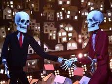 Trump and May portrayed as dancing skeletons in Brits performance