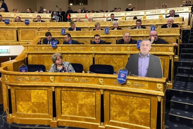 The event occurred at a parliamentary meeting for the Leningrad region.
