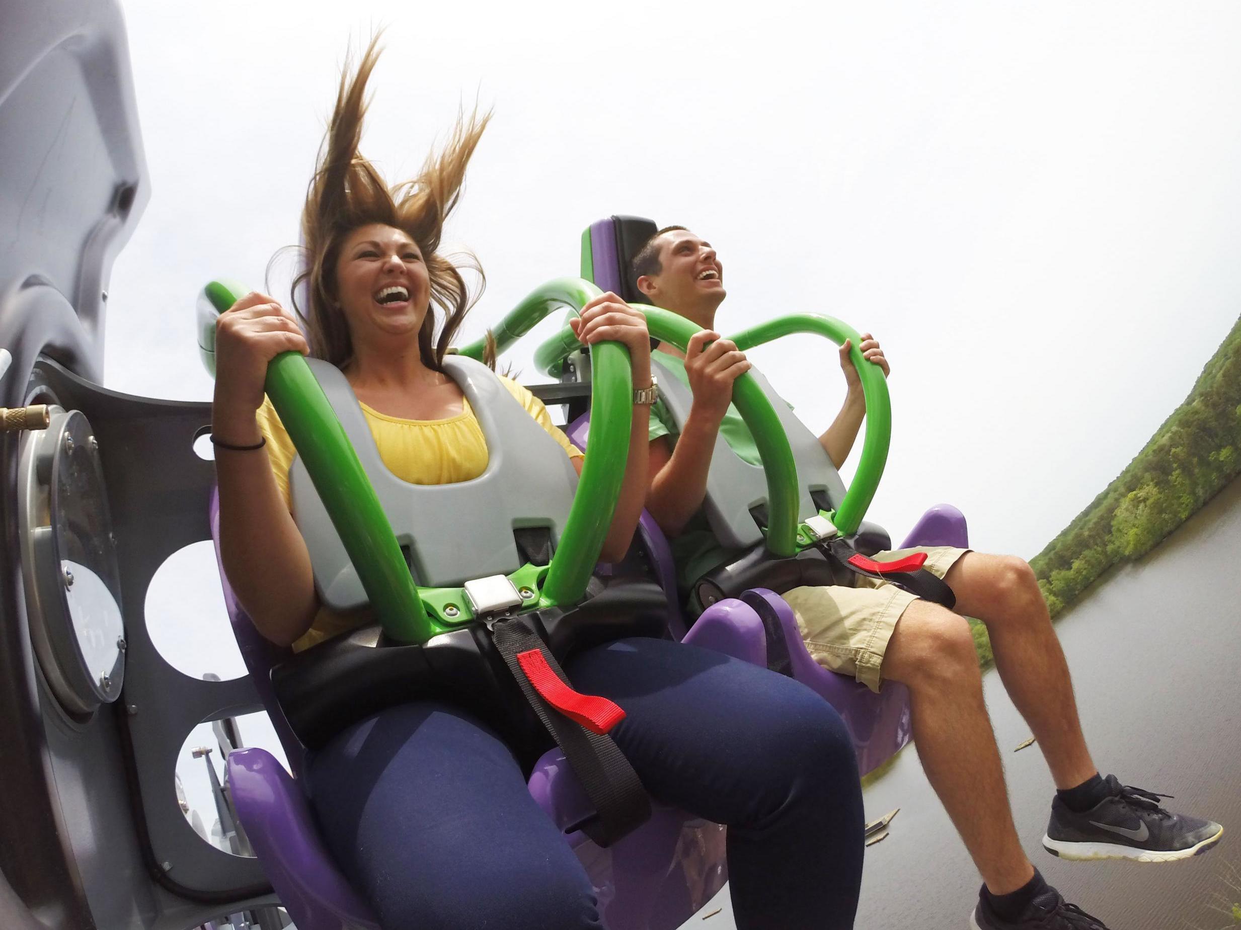 Six Flags' The Joker 4D ride will spin you around during the rollercoaster ride (Tess Claussen/Six Flags)