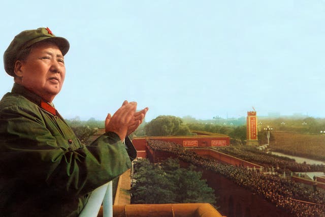 Mao Tse Tsung salutes the army of The Great Proletarian Cultural Revolution in Peking in November 1967