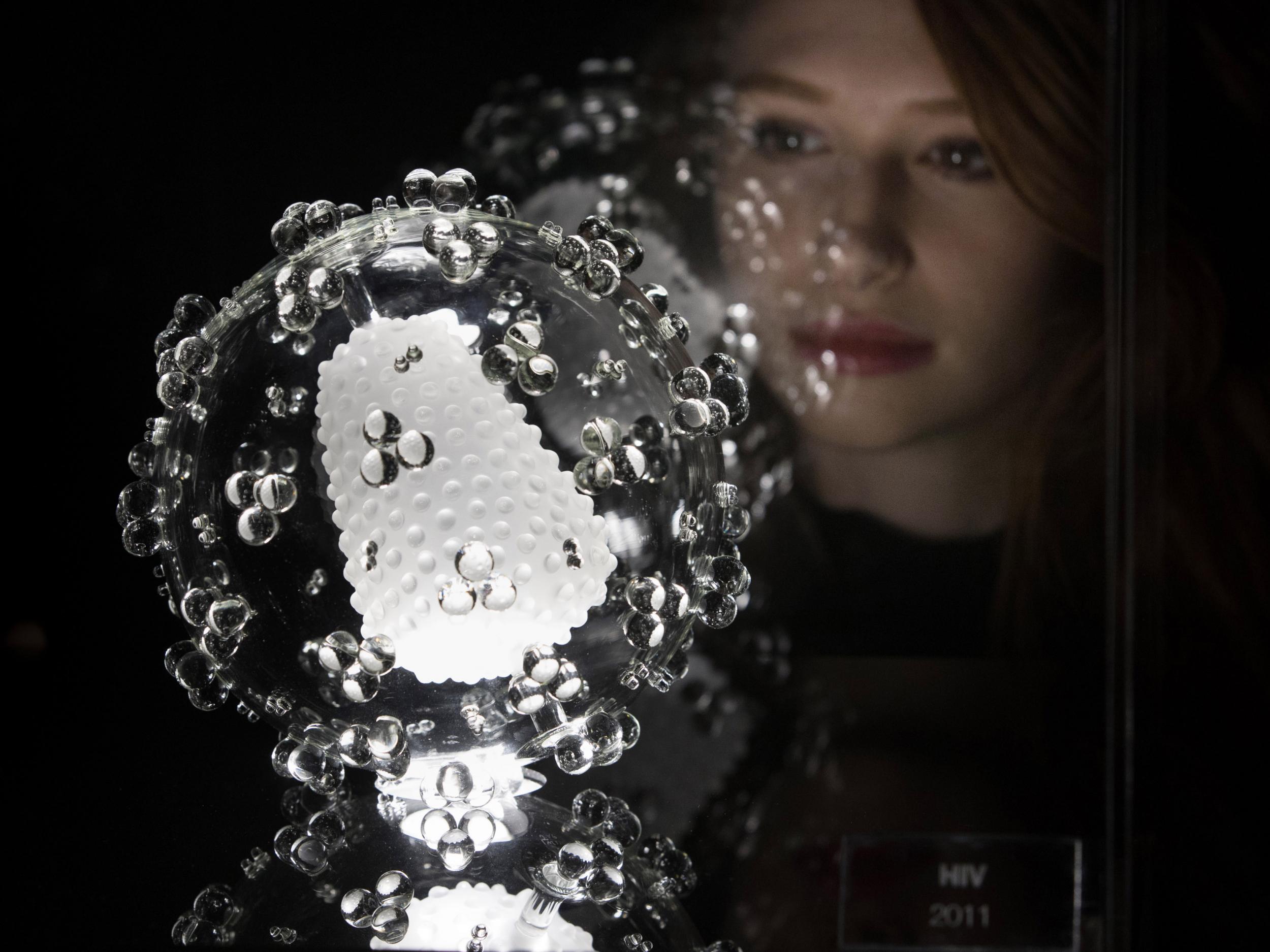 A glass sculpture of the HIV virus created by artist Luke Jerram in consultation with virologists from the University of Bristol