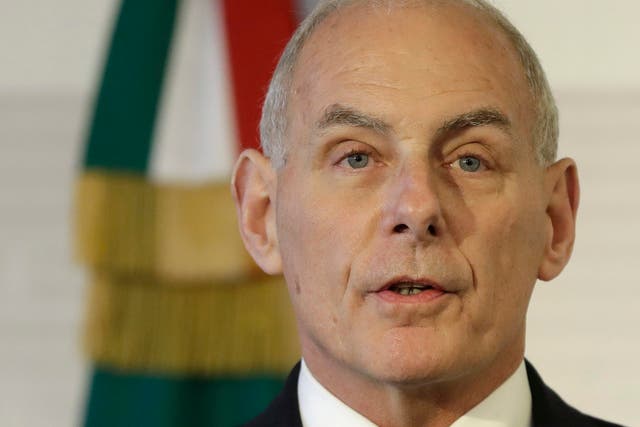 US Homeland Security Secretary John Kelly at a joint statement to the press by US and Mexican officials in Mexico City