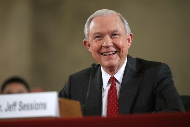 Jeff Sessions speaks at his confirmation hearing in Washington, DC.