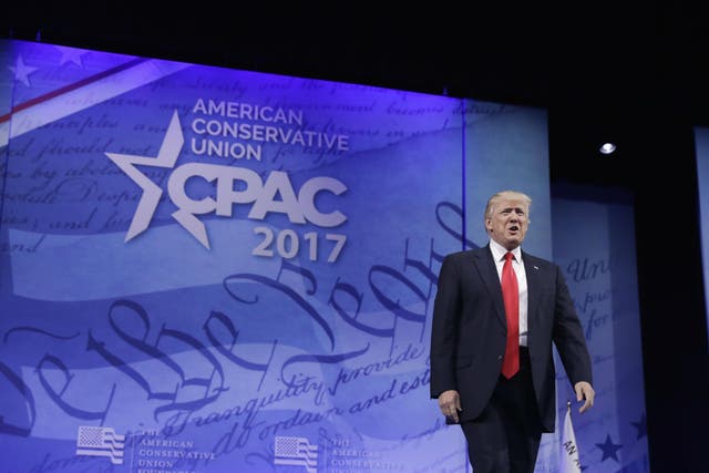 Mr Trump said he was pleased to be among friends at the CPAC in Washington on Friday
