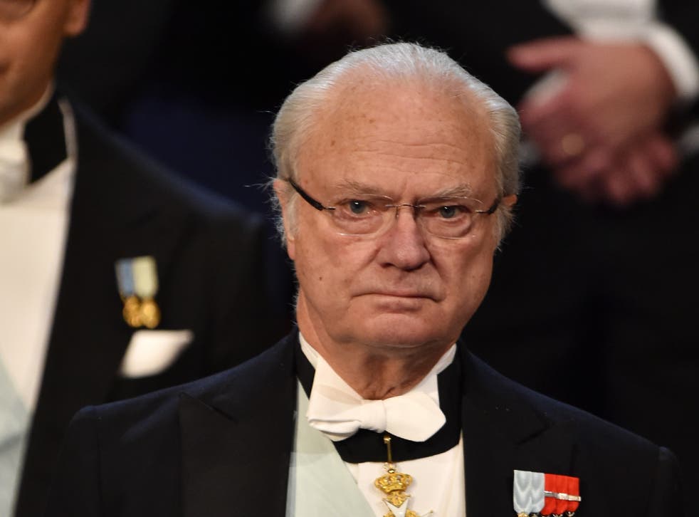 King Carl XVI Gustaf of Sweden at the Nobel Prize Awards Ceremony at Concert Hall