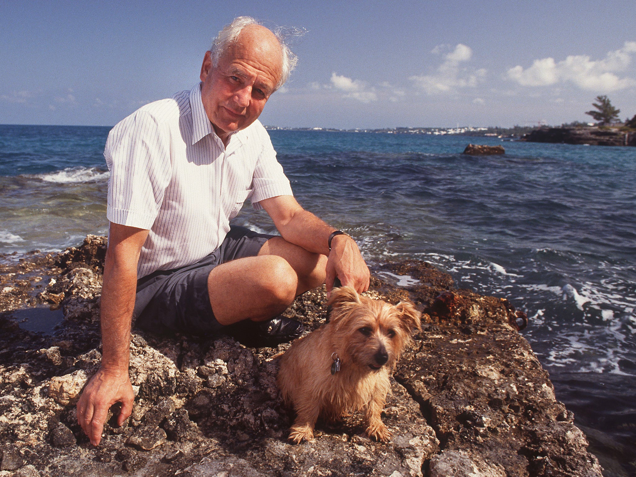 The lord in Bermuda with his pet dog in 1993