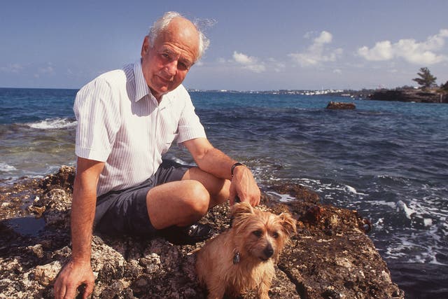 The lord in Bermuda with his pet dog in 1993