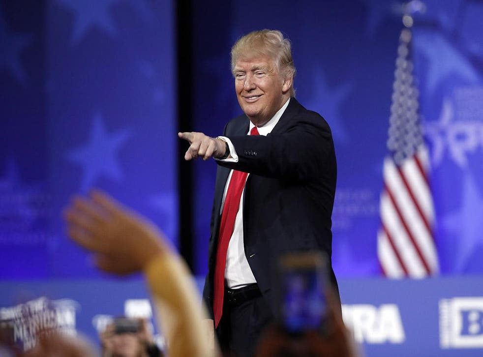 Donald Trump told the CPAC on Friday (pictured) that 'nobody' will mess with the US after his team up military spending