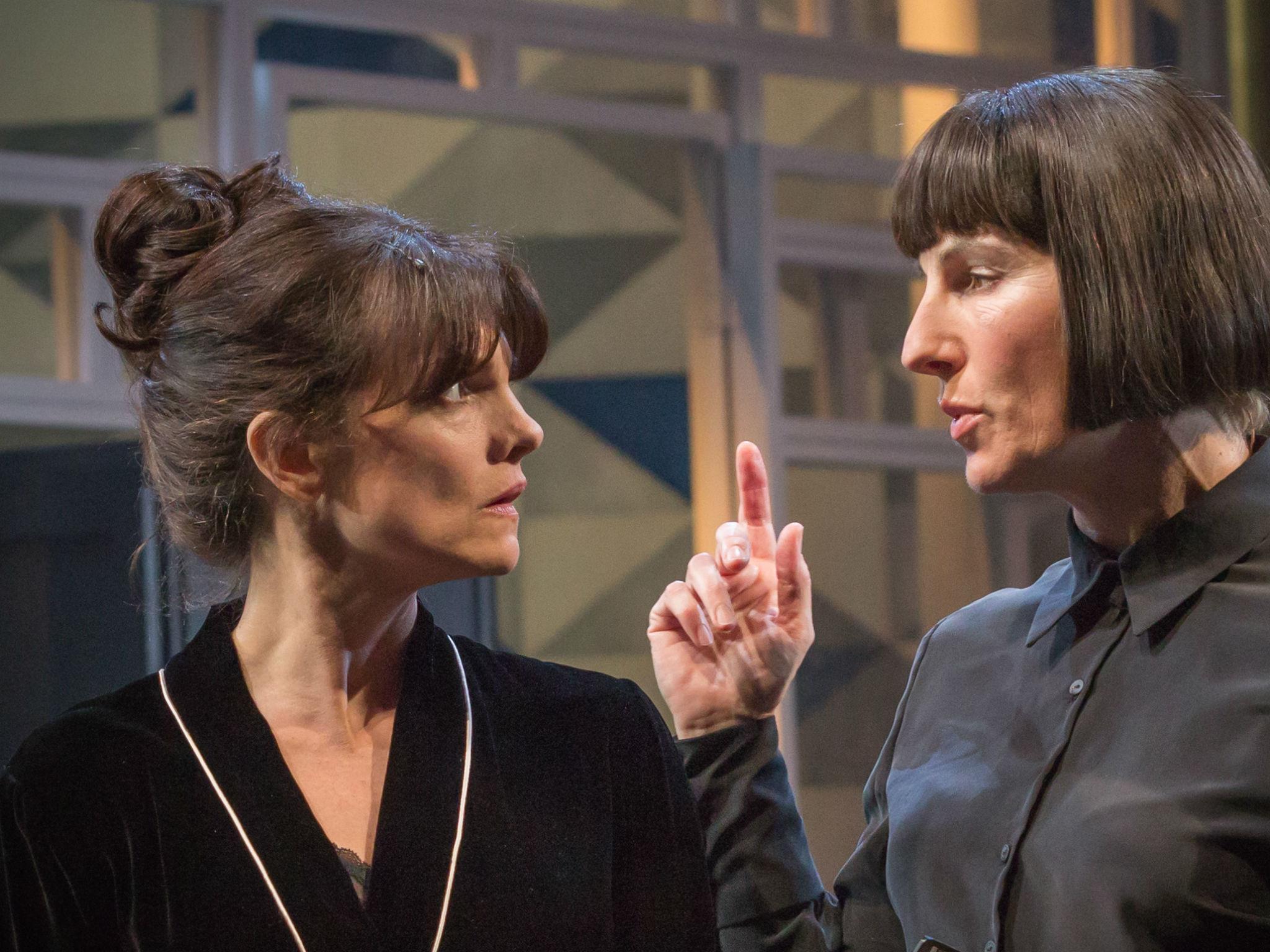 Tamsin Greig (L), pictured with Niky Wardley, who plays Maria, joins the ranks of actresses representing a more gender-fluid approach to tackling major Shakespearean roles