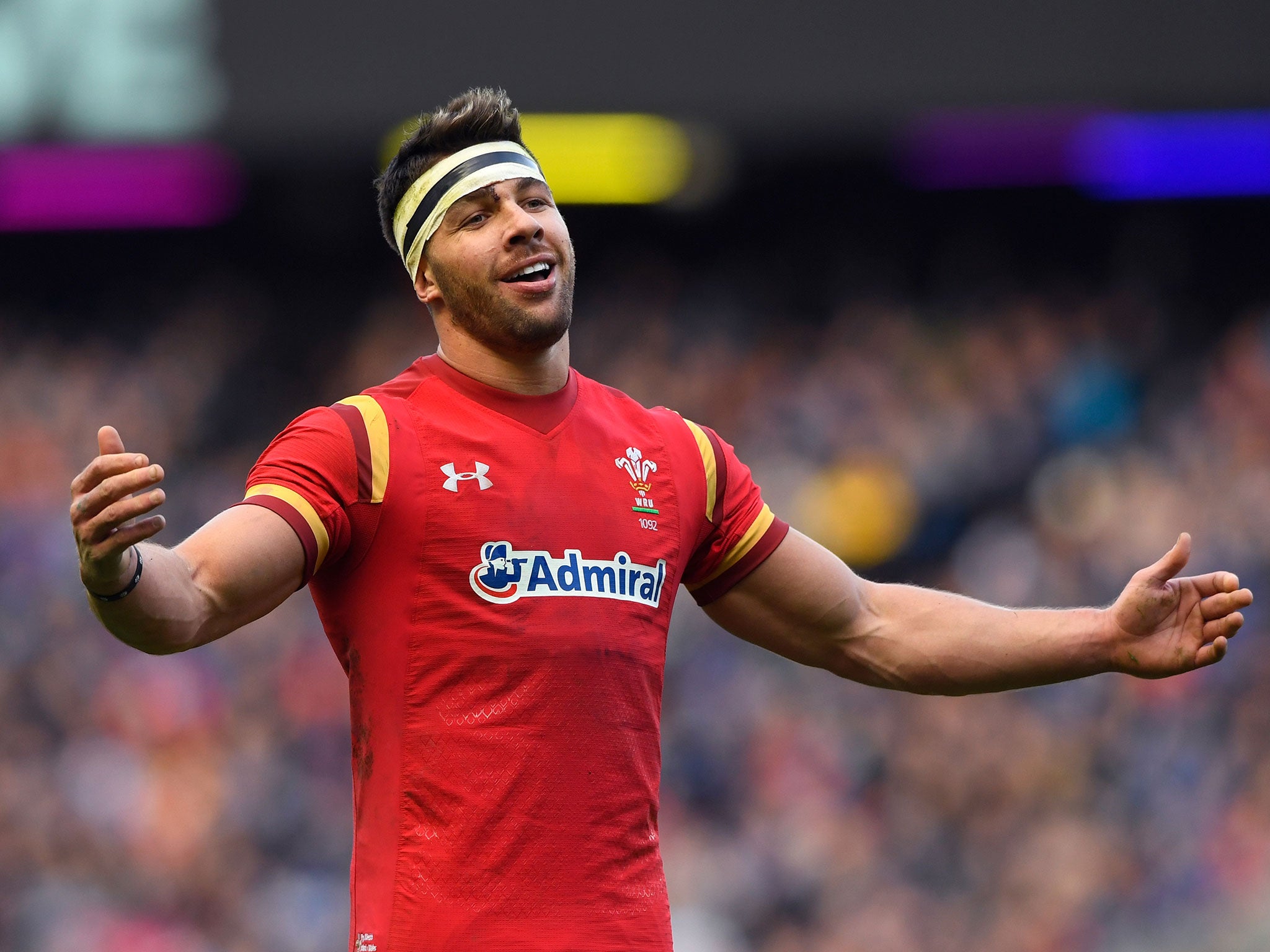 Rhys Webb reacts to seeing his try chalked off by the TMO