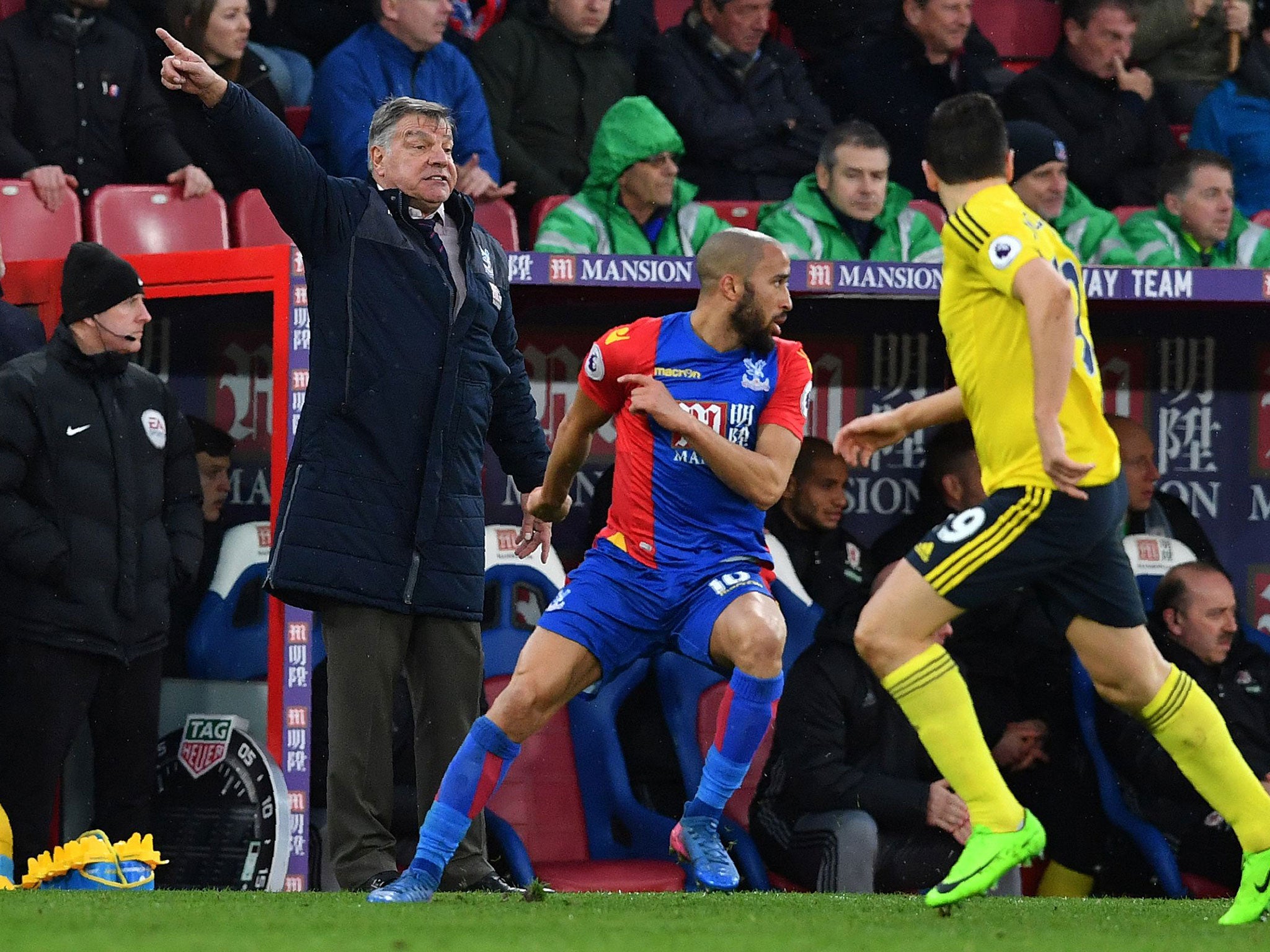 Sam Allardyce issues instructions to his team from the sidelines