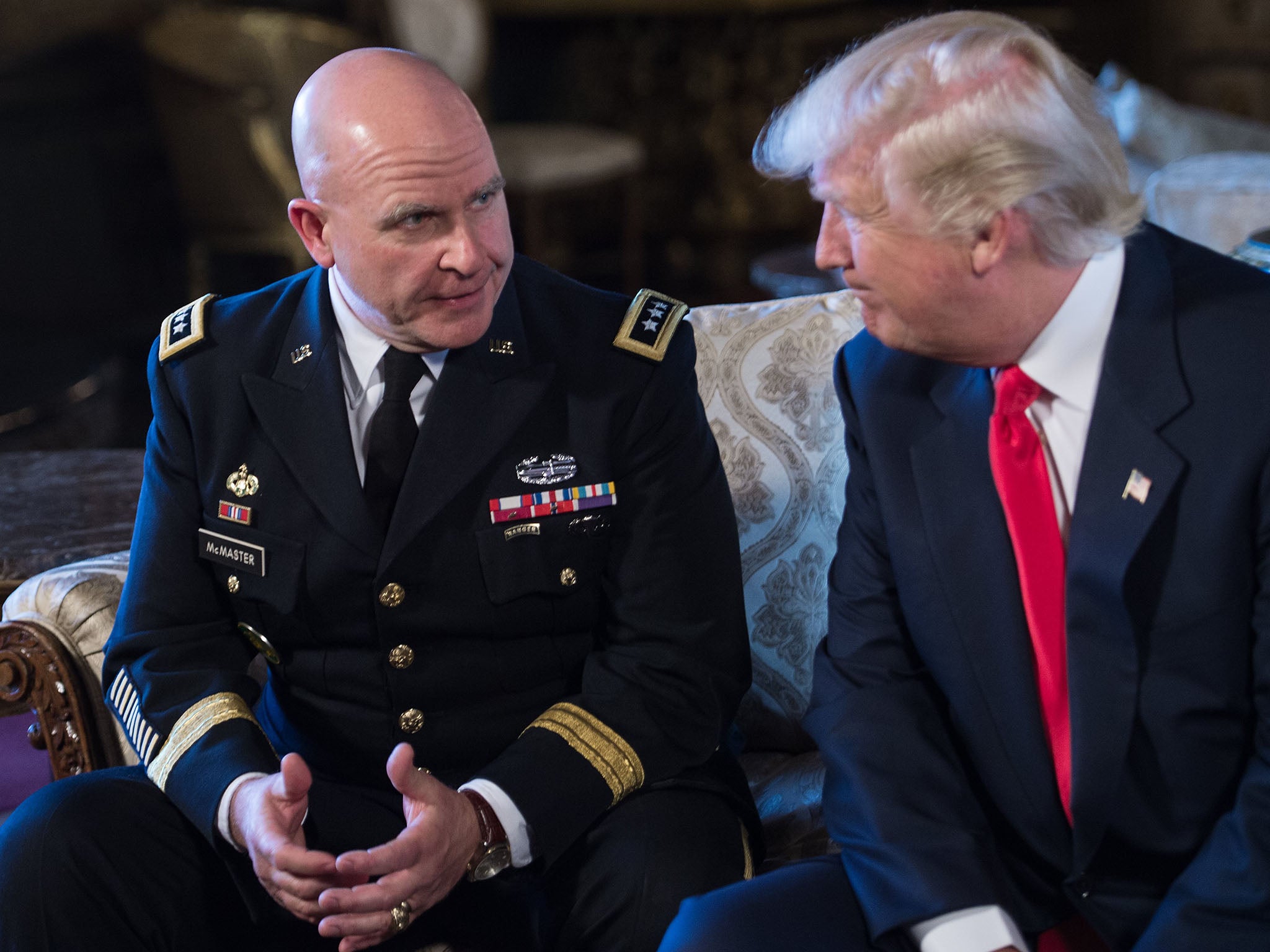 H R McMaster (left) countered the President's claims three days later