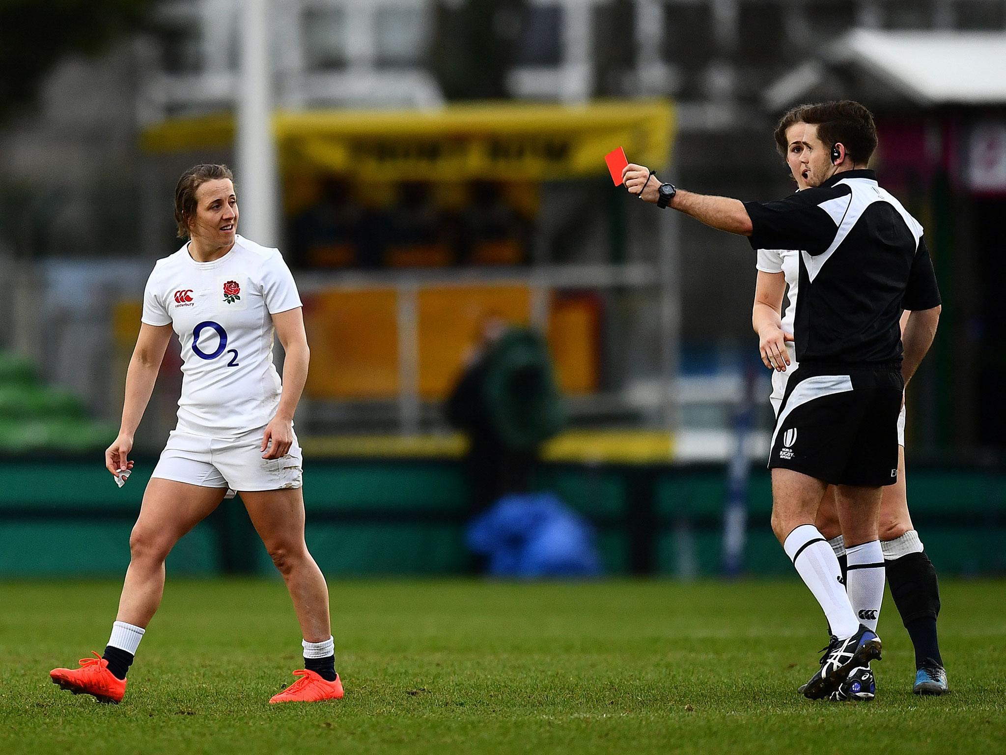 Katy Mclean was shown a straight red card for a dangerous tackle