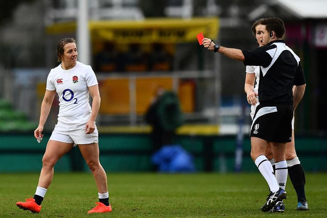 Katy Mclean was shown a straight red card for a dangerous tackle