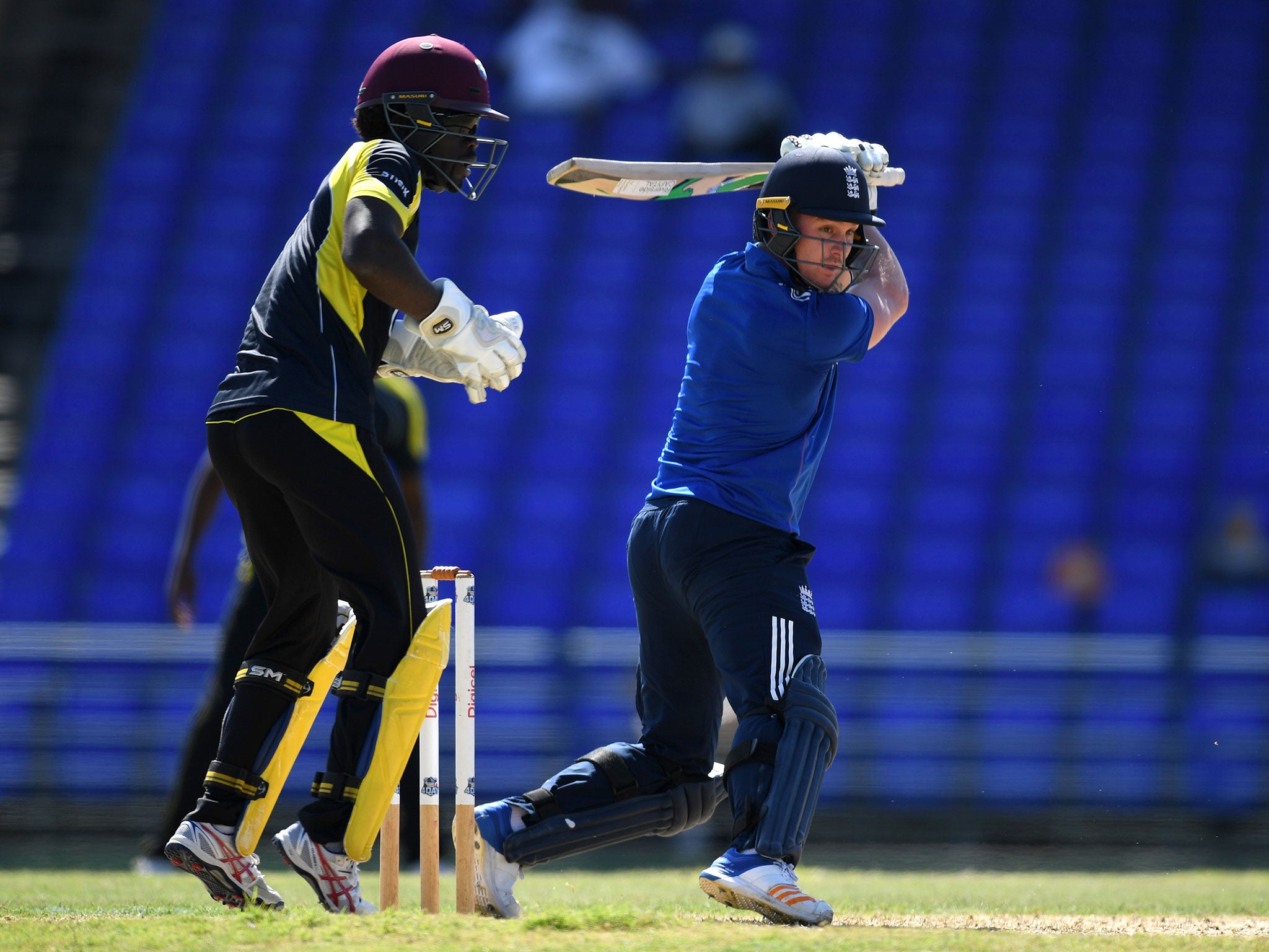 Jason Roy plays a shot for England