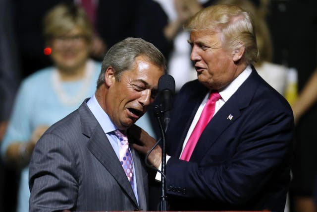 <p>Nigel Farage and Donald Trump </p>