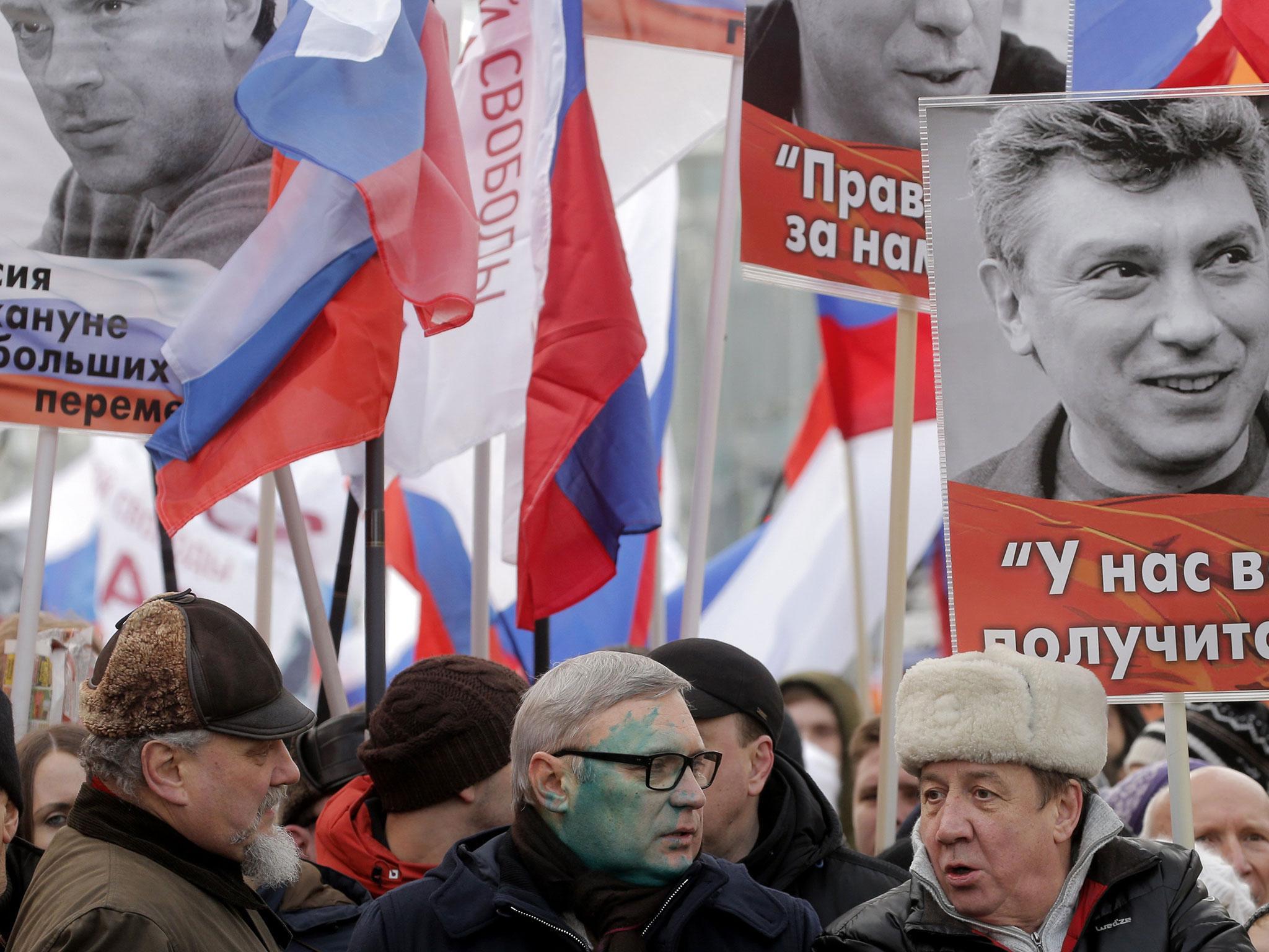 Thousands march in Moscow to remember murdered opposition leader