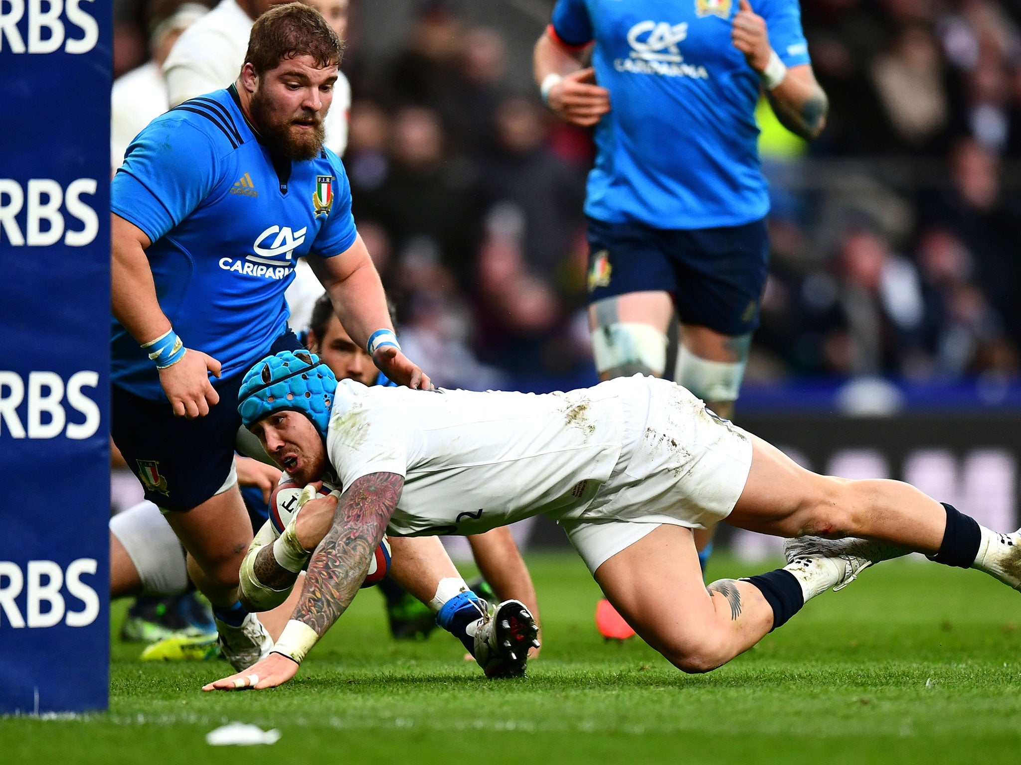 Jack Nowell scores England's sixth try of the game