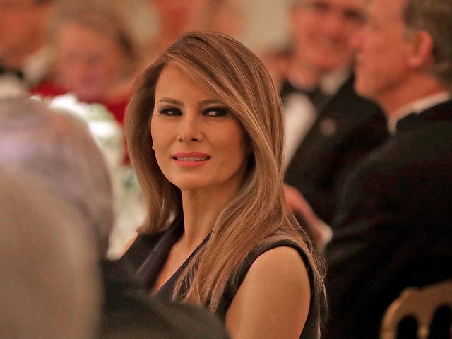 First Lady Melania Trump at a dinner in the White House