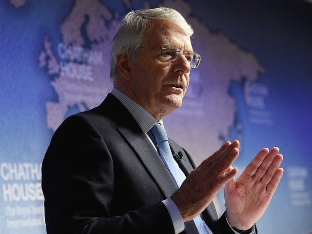 Former British Prime Minister John Major delivers a speech on Britain's exit from the European Union