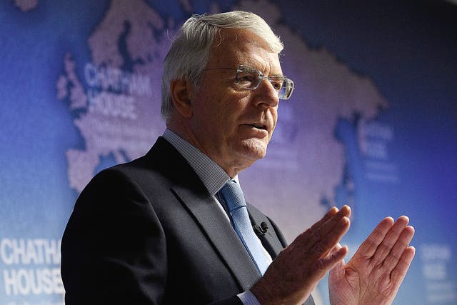 Former British Prime Minister John Major delivers a speech on Britain's exit from the European Union