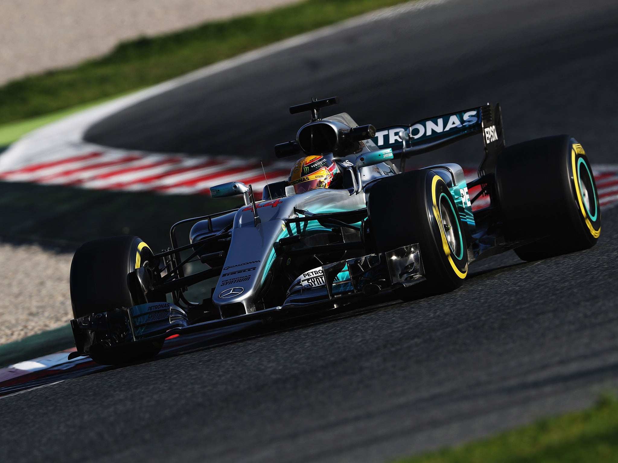 Lewis Hamilton set the fastest time on day one of pre-season testing