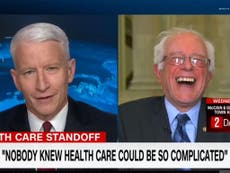 Bernie Sanders bursts into laughter over Trump’s healthcare comment